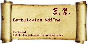 Barbulovics Nóna névjegykártya